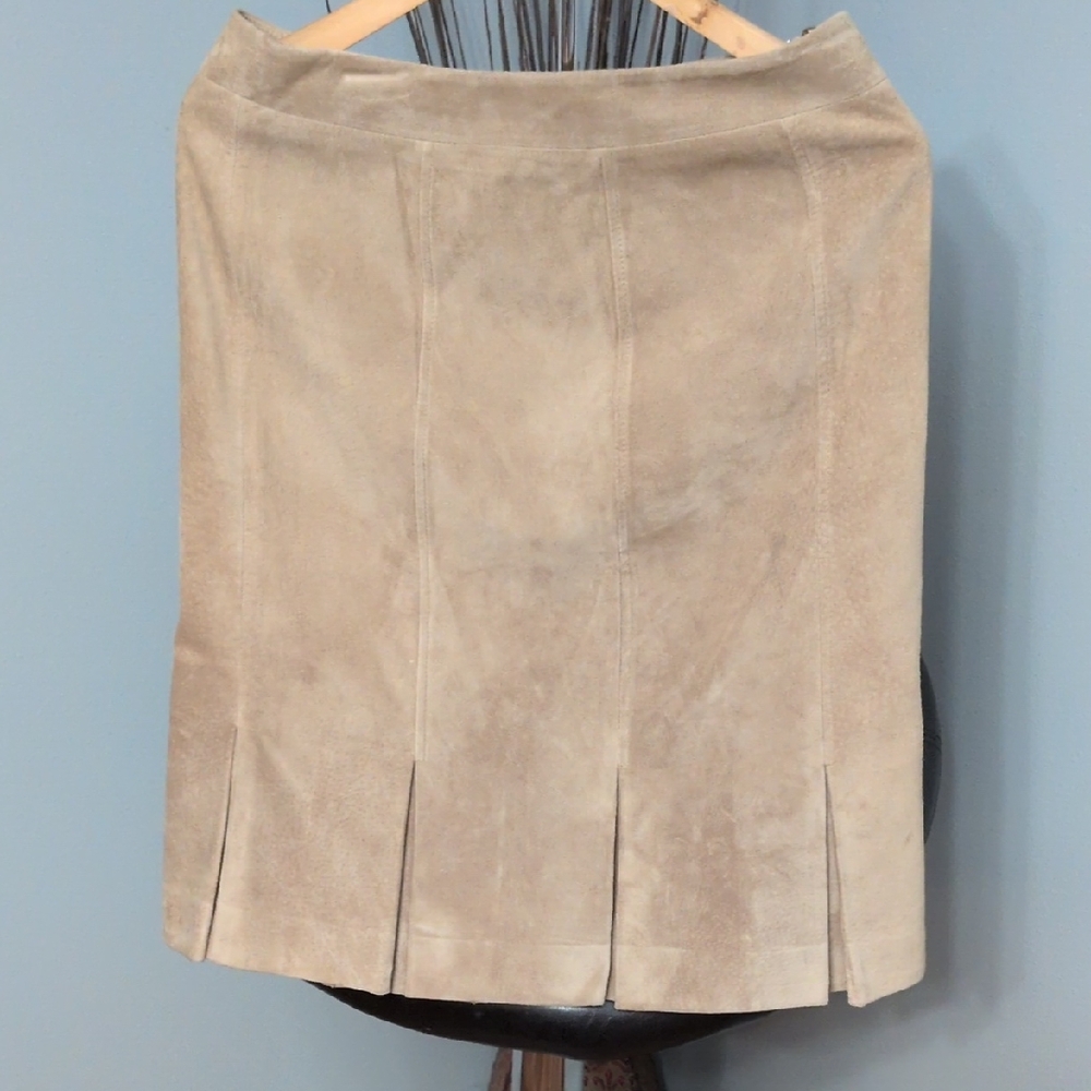 LOFT Tan 100% Leather Pencil Skirt